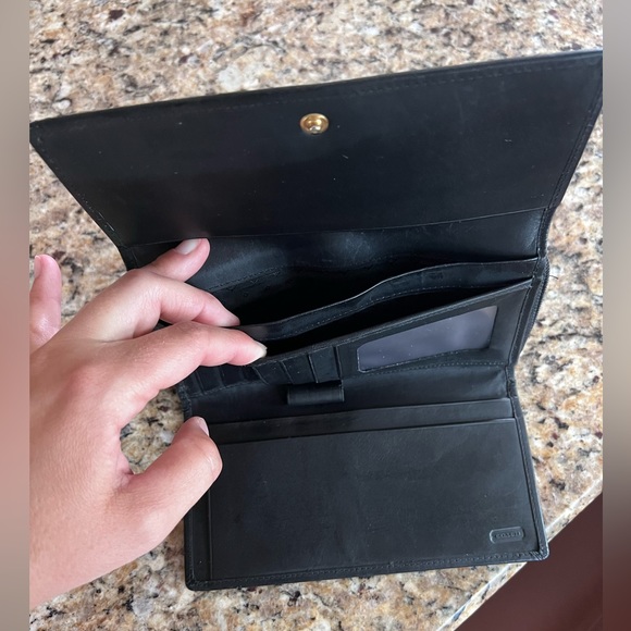 Vintage Coach BLACK Leather Tri-Fold Wallet with Zip Coin Compartment LEATHER - Picture 6 of 6